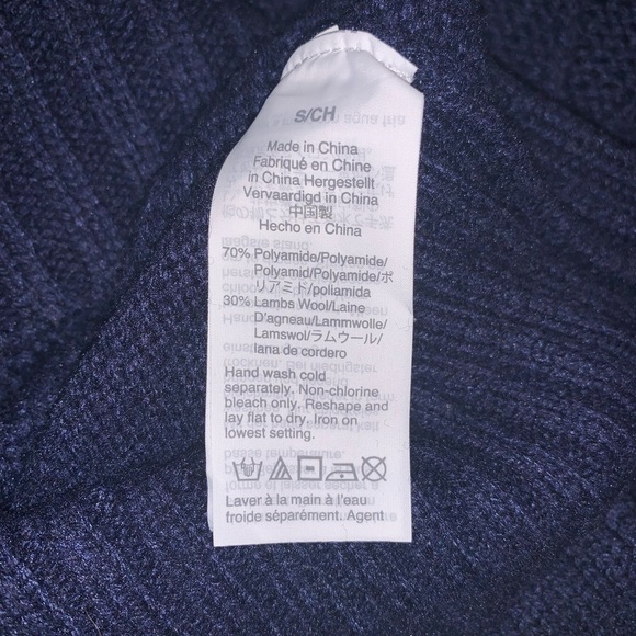 J. Crew Women’s Size Small Pointelle/Cable-knit Front Pullover Navy Blue Sweater - Picture 7 of 8